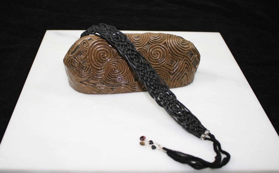Celtic leather in black with tourmaline drops