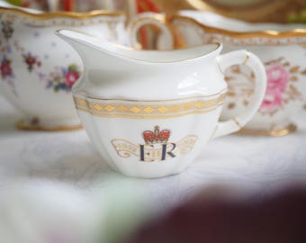 Sale 30% off : Vintage Royal Crown Derby creamer for Diamond Jubilee of HM Queen Elizabeth II