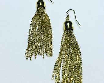 Gold tassel earrings, chandelier earrings, gold earrings, women gift, tassel earrings, statement earrings, party earrings