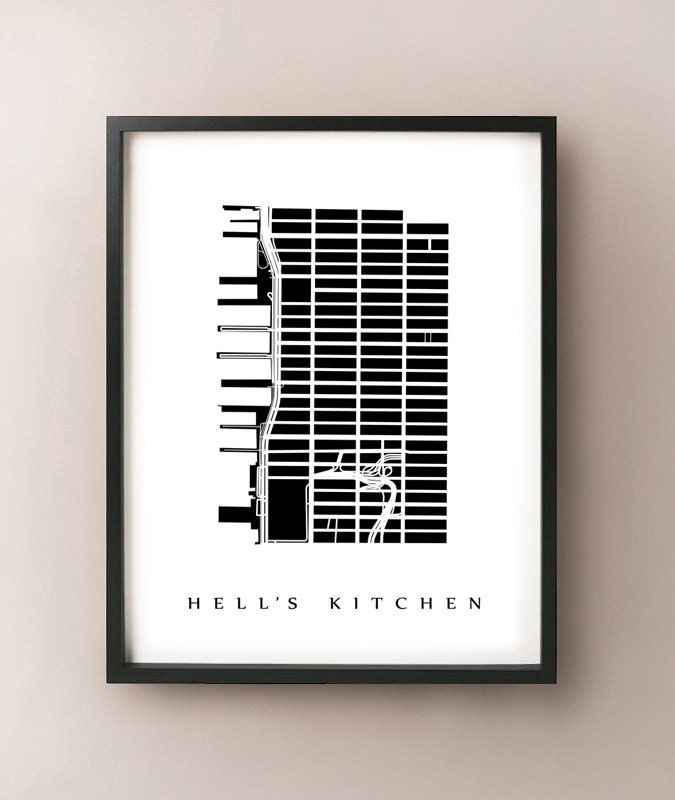 Hell's Kitchen Map Manhattan NYC Neighborhood Art Print