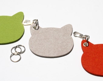 Cats Felt Key Fob Keychain Key Chain Cat Head Pet Lover Keyring Holder Crazy Cat Lady Cat Lover Eco-Friendly Coworker Gift