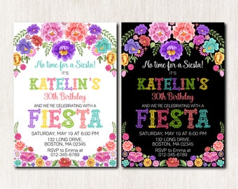 Mexican Birthday Invitation, Fiesta Birthday Invitation, Fiesta Birthday Party, 30th 40th 50th 60th 70th 80th Any age, DIGITAL FILE - 1840