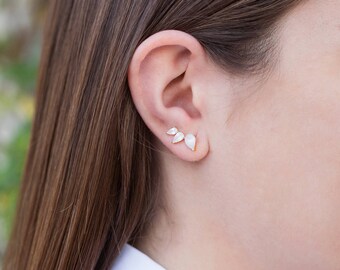 Climber earrings, Mineral earrings, Stone earrings, Zircon earrings, Dainty jewelry, Minimalist jewelry, Silver jewelry, Zc earrings