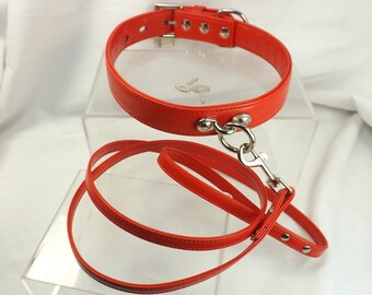 Teens red leather bondage colloers young teen taking