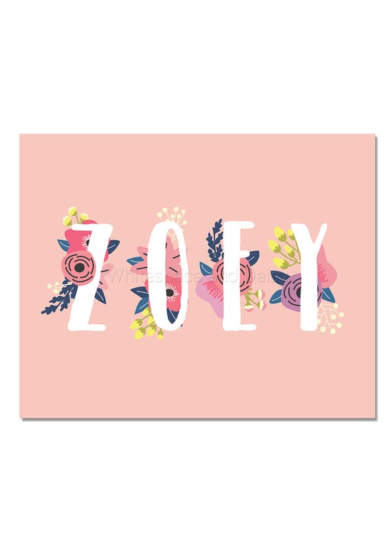 Zoey Baby Name Wall Art Zoey Baby Name Sign Zoey Party
