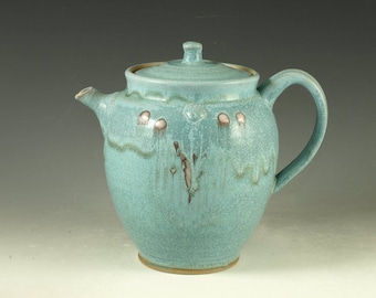Pottery teapot in turquoise glaze 5.5 cups loose leaf