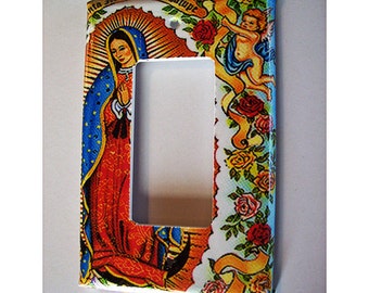 Virgin of Guadalupe rocker switch plate cover retro vintage Mexico dimmer switch kitsch