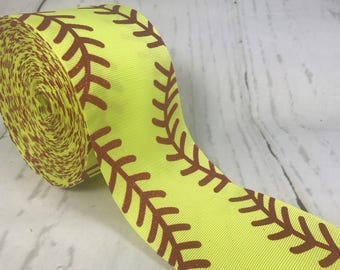 3", Softball Ribbon, Glitter Ribbon, Glitter Red Stitches, Sports Ribbon, Cheer Ribbon, Softball Bows, Wholesale Ribbon
