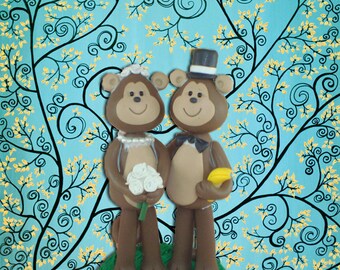 Personlized Monkey Wedding Cake Topper