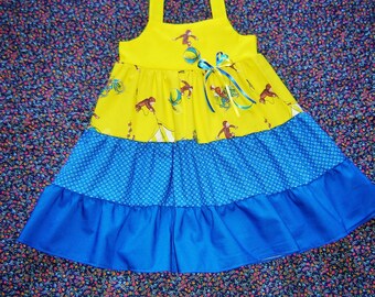 Curious George Dress 18m, 2T, 3T, 4T, 5, 6, 7 Ruffled top shirt Boutique Girls dress