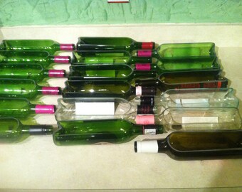 Glass Wine Bottle Cut Lengthwise, Indoor Garden, Planter, Succulent Terrarium, Serving Dish