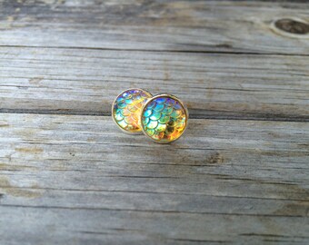 Yellow Mermaid Stud Earrings, Mermaid Earrings, Nautical, Studs Earrings, Gifts for her, Gifts for mom, Yellow Earrings, Beach Earrings, Sea