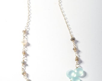 Asymmetrical Necklace, Delicate Necklace, Silver Delicate Necklace, Layering Necklace, Dainty Necklace, Simple Jewelry, Labradorite Jewelry