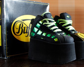 BUFFALO Tower 10cm holo mirror techno 2000 Platform Rave Club Kid sneakers 90's Techno SPICE Girls REBECCA&Fiona 90s sneakers chunky clubkid