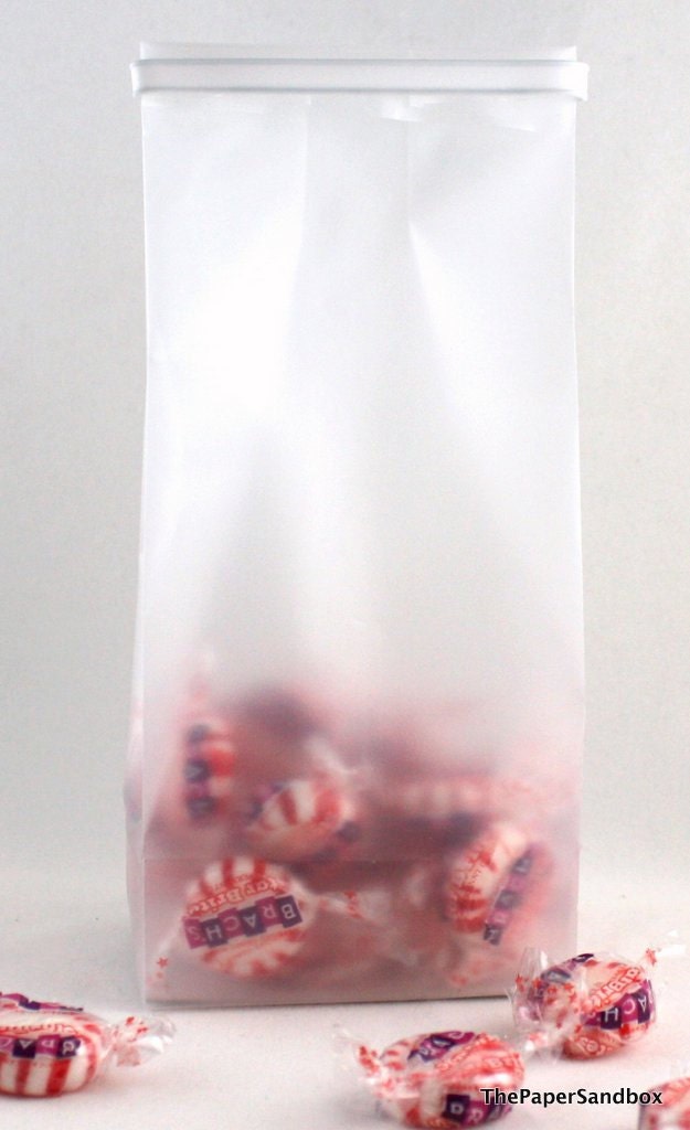 Clear Frosted Candy Bags 1/2 lb./Food Safe Tin Tie Bags