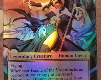 Foil Kaalia of the Vast full art casual play card for mtg with new card back