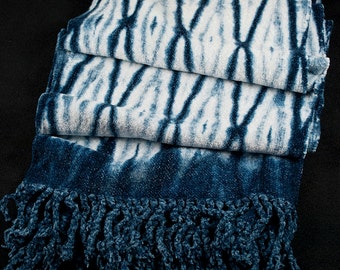 Handwoven Shibori Rayon Chenille Scarf