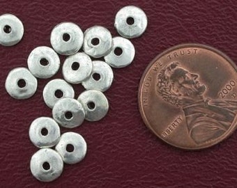 15 5.5mm round disc spacer bali pewter beads