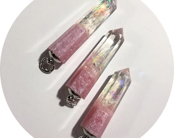 Opalescent Pink Crystal Pendant