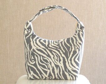 Lunch Bag Insulated, Women Lunch Bag, Women Small Purse,Fabric Lunch Bag, Eco Friendly Lunch Tote, Gray Zebra Print