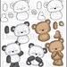 Bear Clipart - Panda Clipart - Bear Buddies Designer Set - Instant Download - Baby Clipart