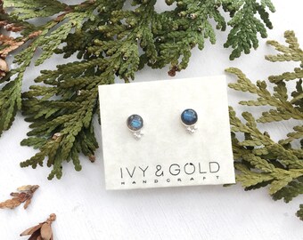 Tiny Galaxies Earrings. Sterling Silver and Labradorite Stud Earrings. galaxy. stars. magical. Labradorite jewelry. New Classic.