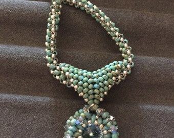 Swarovski rivoli and beaded 20" chain