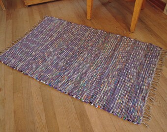 Hand Woven Rag Rug Purple 26" x 42"