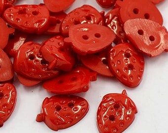 Strawberry Buttons - Set of 50 - #BUTTON131C