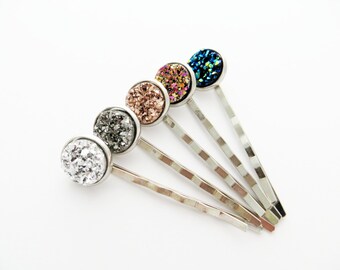 Druzy Bobby Pin Pair - Choose Your Color