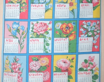 Vintage 1981 calendar tea TOWEL