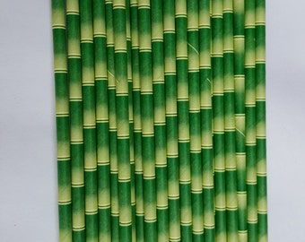 Bamboo Party Straws, Bamboo Paper Straws, Bamboo Straws, Beach Wedding Fun Party Straws, Jungle Party, Birthday Party Straws, Set of 10