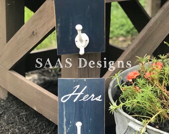 Rustic Painted "His & Her" Hooks