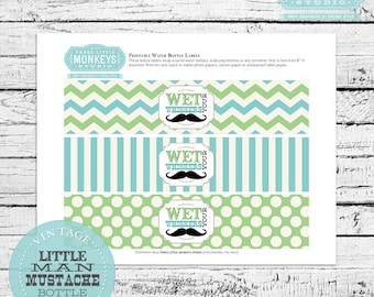 INSTANT DOWNLOAD Little Man or Little Mister Mustache Wishes