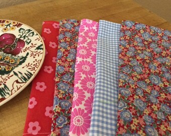 Kids Cloth Napkins School Lunchbox, Set of 5, Pretty Pop of Color, by CHOW with ME