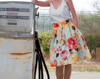 Flower skirt 60s / pleated / pockets. 01017