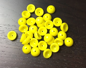 Neon Yellow Vintage German Glass Bead Caps -- 9 x 4 mm ... 30 ct.