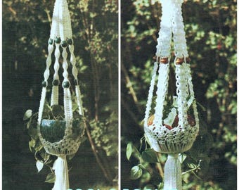 Macrame Plant Hangers Two Plant Hanger Patterns Vintage 1970's Digital Macrame Pattern