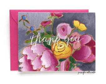 Floral thank you greeting card thanks flowers