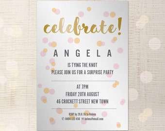 Party Invitation Customisable A5 InDesign template - printable, hen's night, birthday party