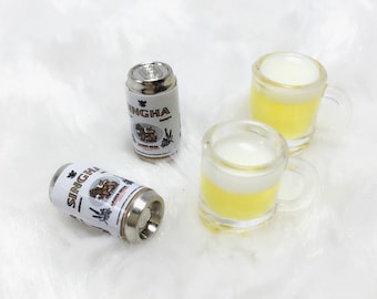 Miniature Beer Mug,Miniature Beer Can,Miniature dolls house,miniature beer,miniature jewelry,Beer,Miniature Drink,Miniature Beverage
