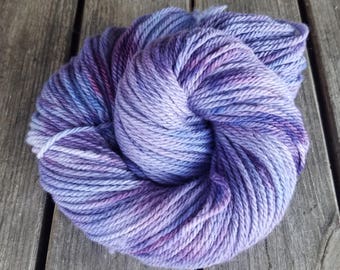 100% Merino Worsted Hand Dyed Yarn - "Wisteria" Purple hand dyed speckle yarn, aran weight, worsted weight speckle yarn, lavender