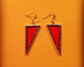 Transparent Orange Stained Glass Earrings