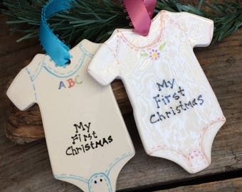 Babys first Christmas Ornament, 1st Christmas Ornament, Ceramic Baby 1st Christmas Ornament, NEW Baby Ornament, Baby Christmas Ornament
