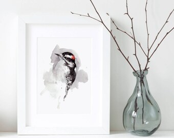 Woodpecker watercolor painting art print