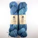 Repurposed yarn/ hand dyed/ recycled yarn/ upcycled/ light DK/ muted blue/ tonal/ 100 per cent wool/ lambswool/ Good Day For The Blues