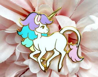 White Rainbow Unicorn Enamel Lapel Pin