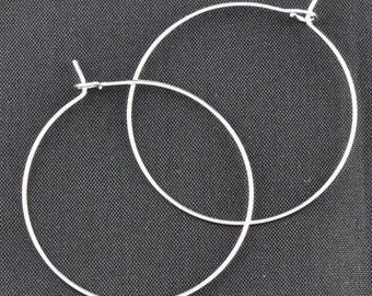 20 Wine Glass Charms - Silver Plated - Earring Hoops - 35mm - Ships IMMEDIATELY from California - EF28