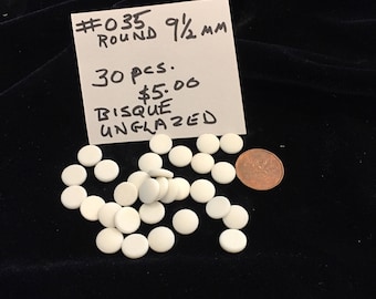 ceramic cabochons 9 1/2 mm round #035