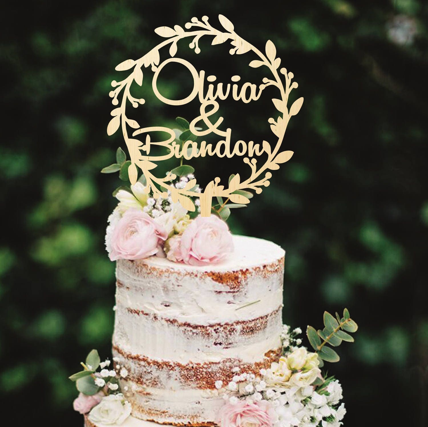 En bois Topper  Couronne Cake  Topper  g teau de mariage Topper 